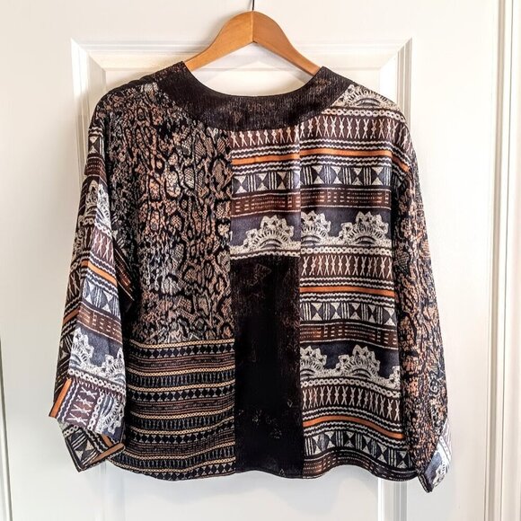 Chico's Silk Cotton Burnout Open Kimono Jacket - Picture 2 of 5